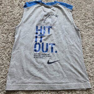 Vintage Nike Baseball Tank Top Boys 7 Gray Blue Graphic Sleeveless